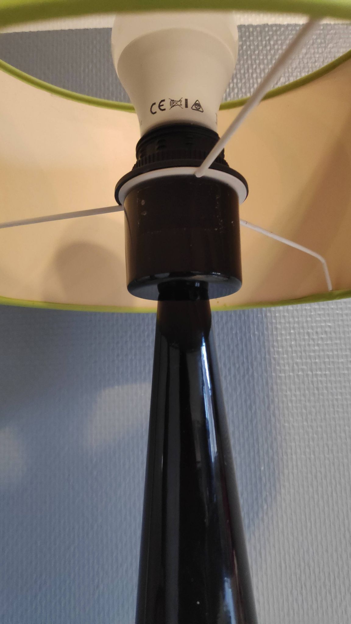 black lace-up foot lamp design and vintage printed lampshade