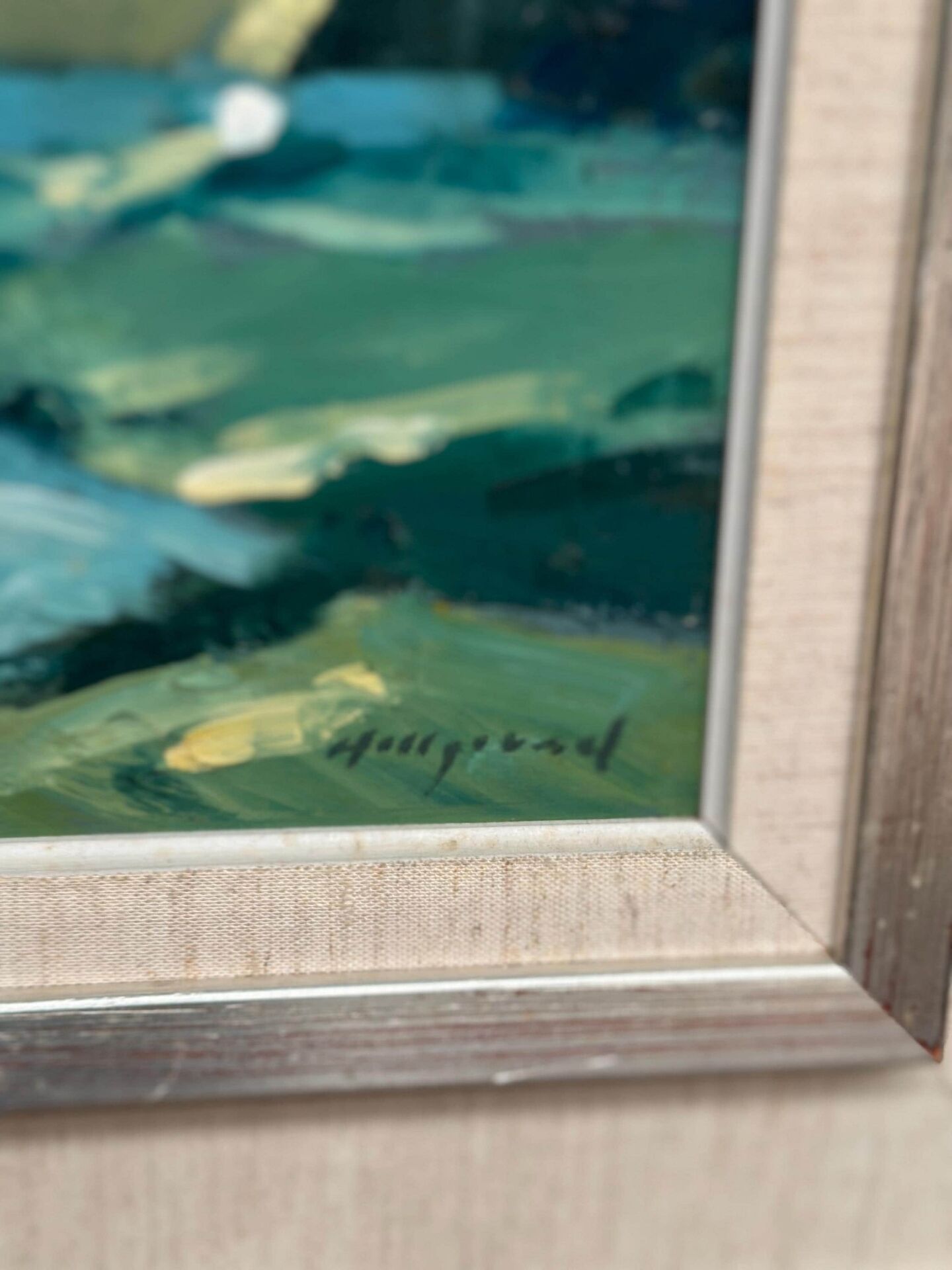 Swedish Oil on Canvas – “Farm by the Lake” by Bengt Hillgrund