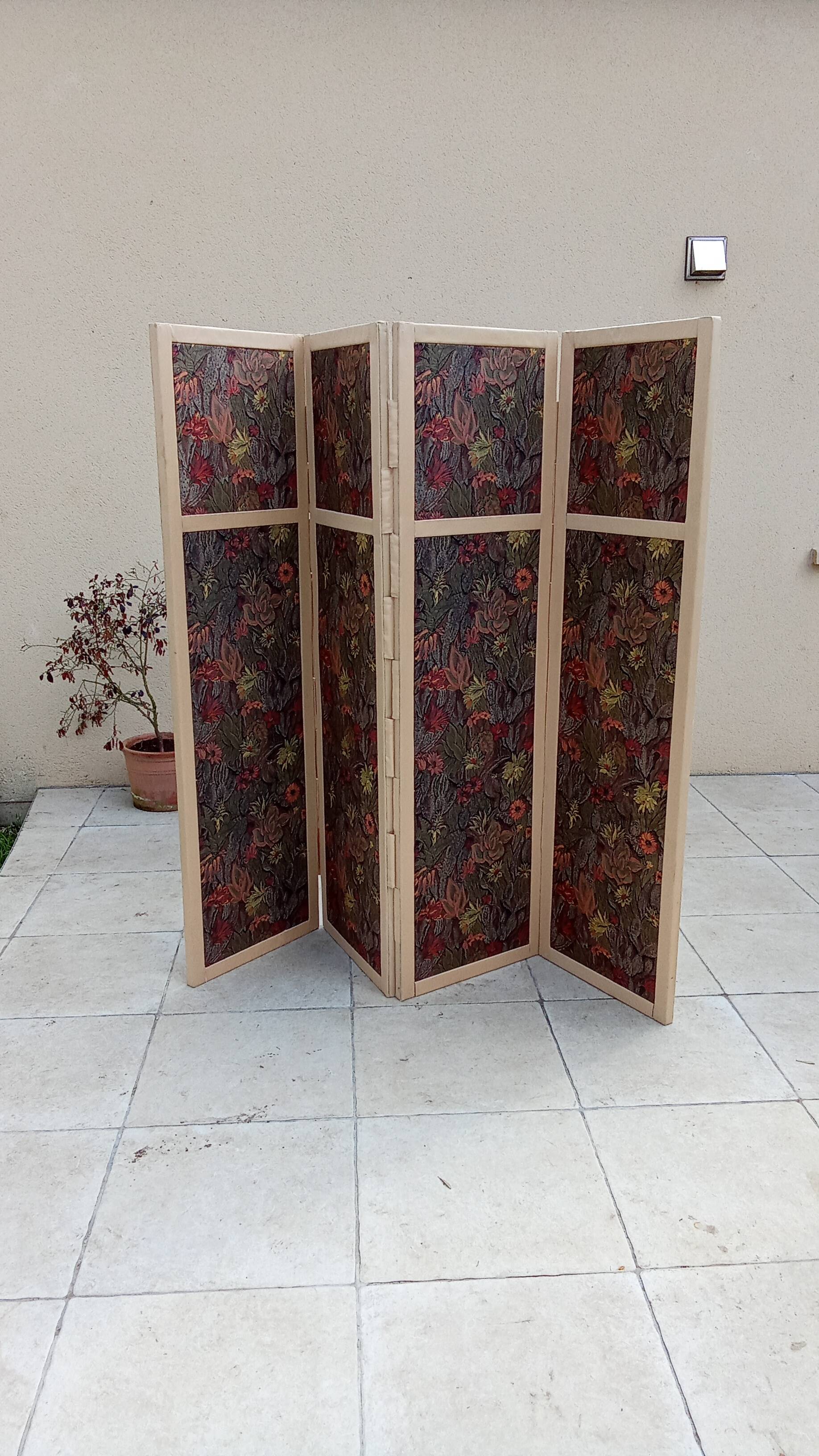 Paravent vintage en tissu