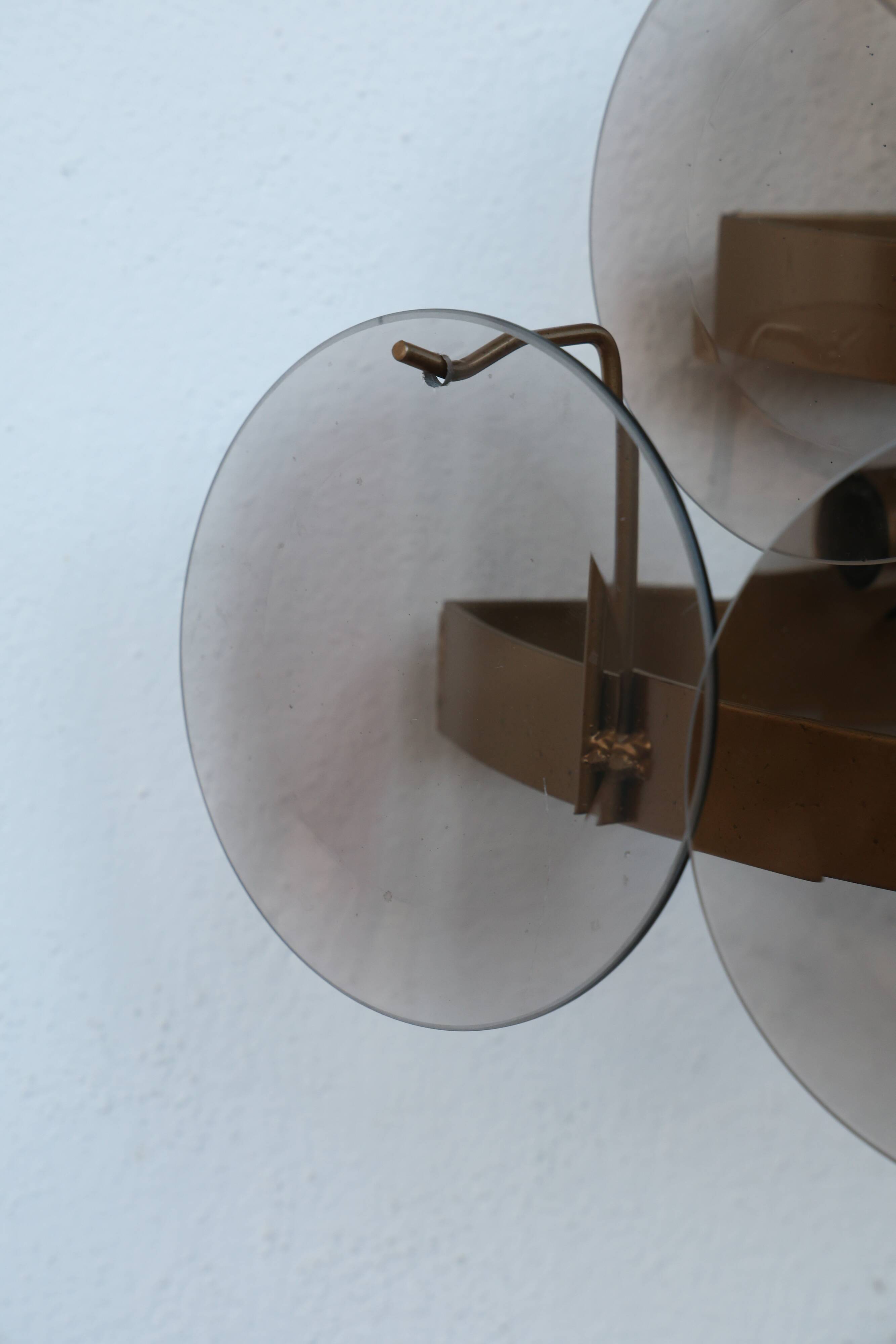 Set of 2 Vistosi Murano Wall Lamps Smoked Disc, 1970