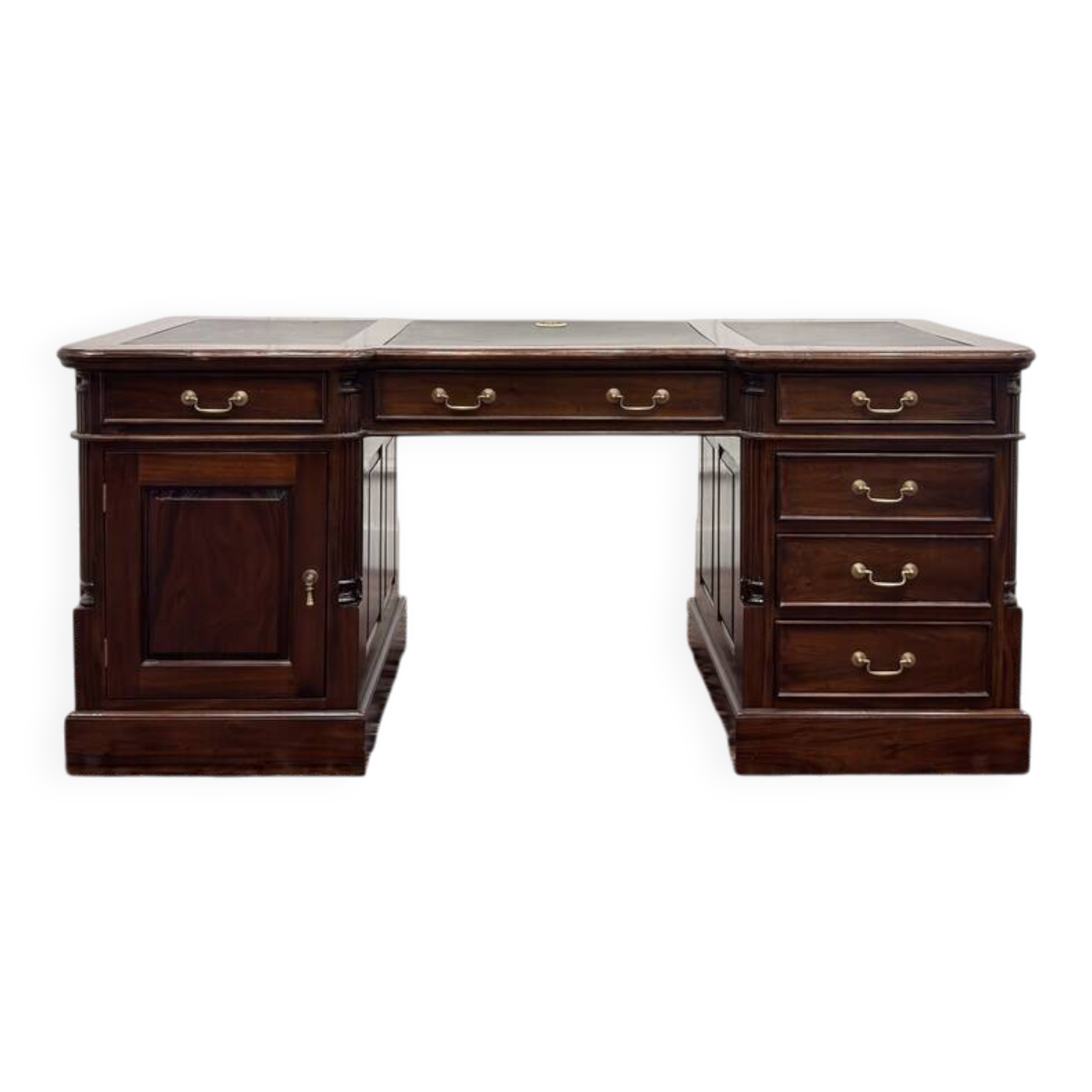Classic English Desk with Black Leather