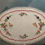 old oval placemat embroidered hand