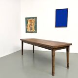 Beech farmhouse table, tapered legs, France, 1970s