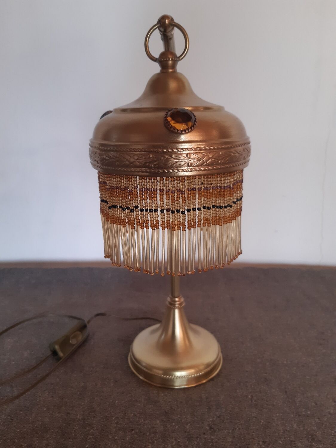 Brass beaded lamp from the 1900s