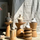 Artisanal terracotta vase painted white with double handles H:16 D:20