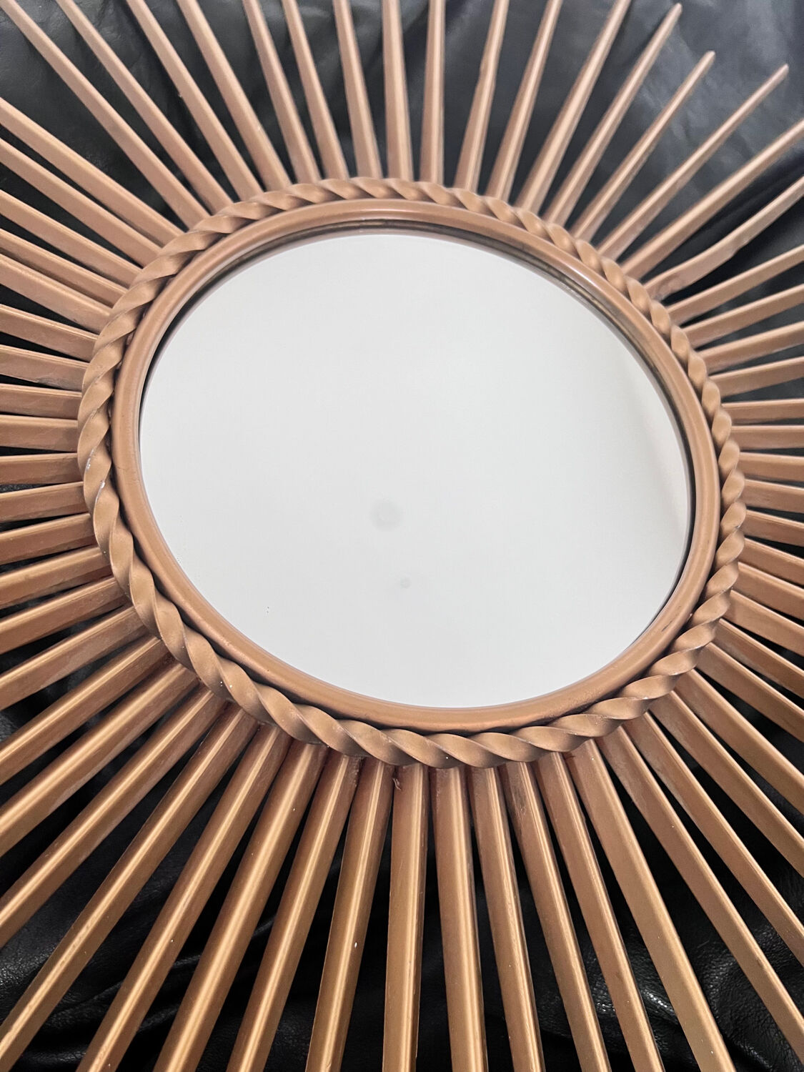 Old sun mirror in gold metal design from the 60s Chaty Vallauris