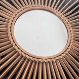 Old sun mirror in gold metal design from the 60s Chaty Vallauris