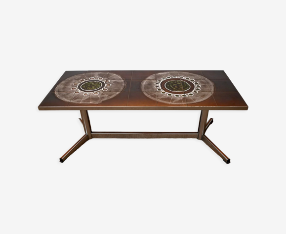 Rectangular coffee table in chrome and email - 1970