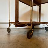 Desserte bocado pliante et sur roulettes en bois foncé