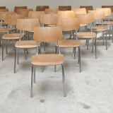 Set of 22 Kovona chrome and wood restaurant chairs