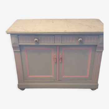 Low sideboard 2 doors repainted country style decoration