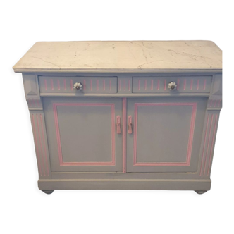 Low sideboard 2 doors repainted country style decoration