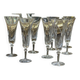 Series of 10 champagne flutes in Sèvres crystal Niagara model of the 50s