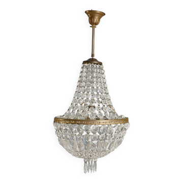 Antique metal and glass chandelier, Italy, 19th century