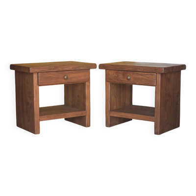 Paire de table de nuit bois massif Aranjou, table de chevet, bout de canapé