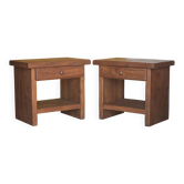 Paire de table de nuit bois massif Aranjou, table de chevet, bout de canapé
