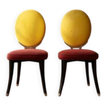 Pair of medallion chairs, Funny Valentine model, by Jean-Charles de Castelbajac, 20th century