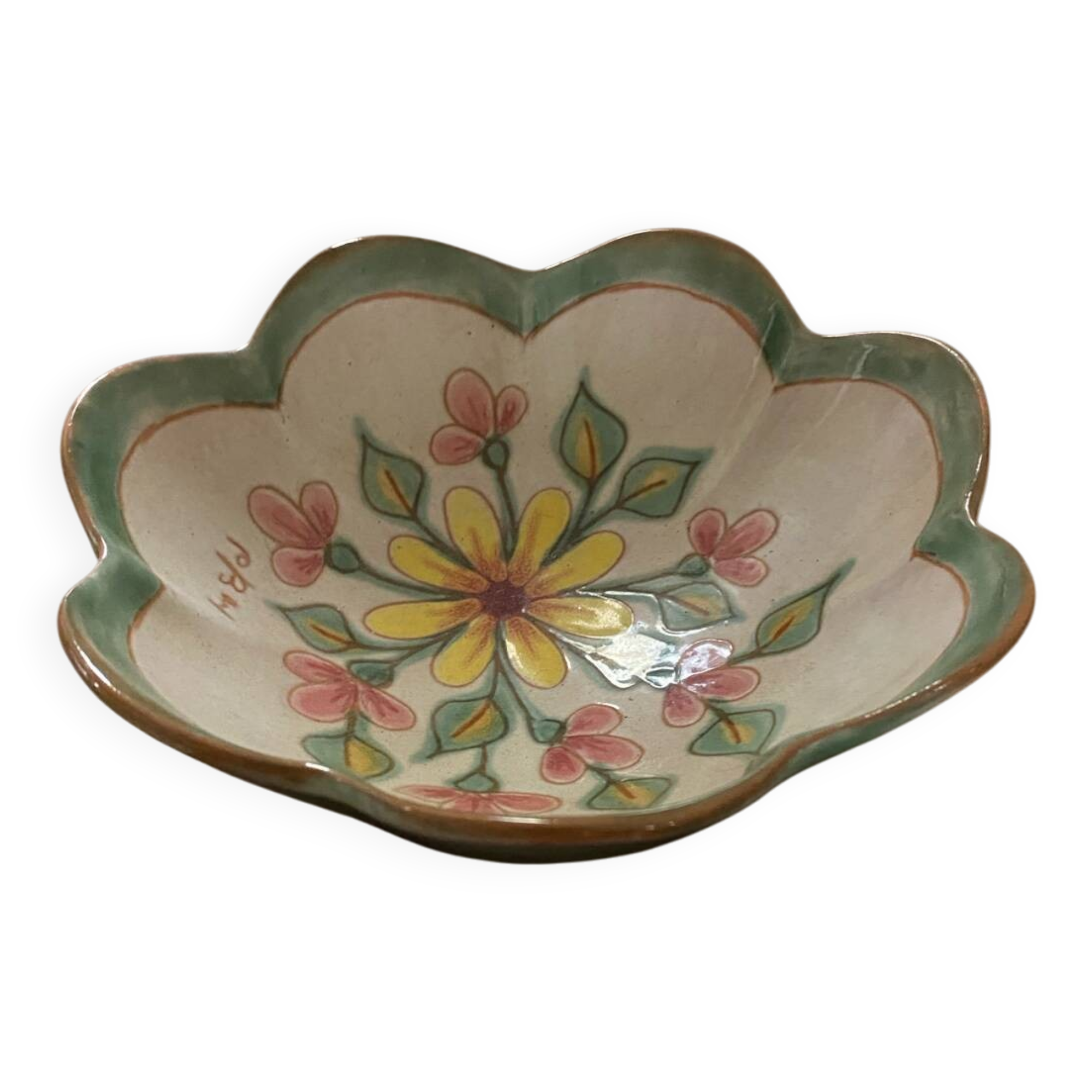 Enamelled dish signed Paul Bay.