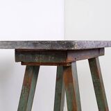 Industrial Console/table bluestone top and green weathered wood