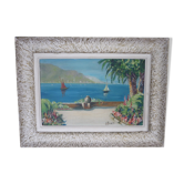 Tableau peinture bord de mer signé G Bozzetti