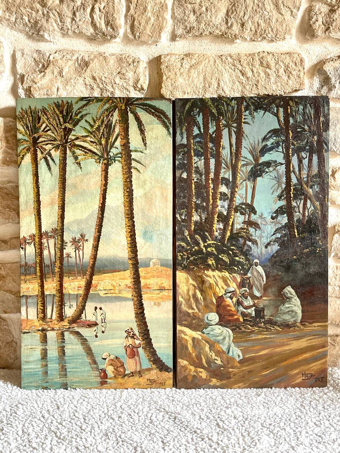 Pair of orientalist paintings signed Hager 1925