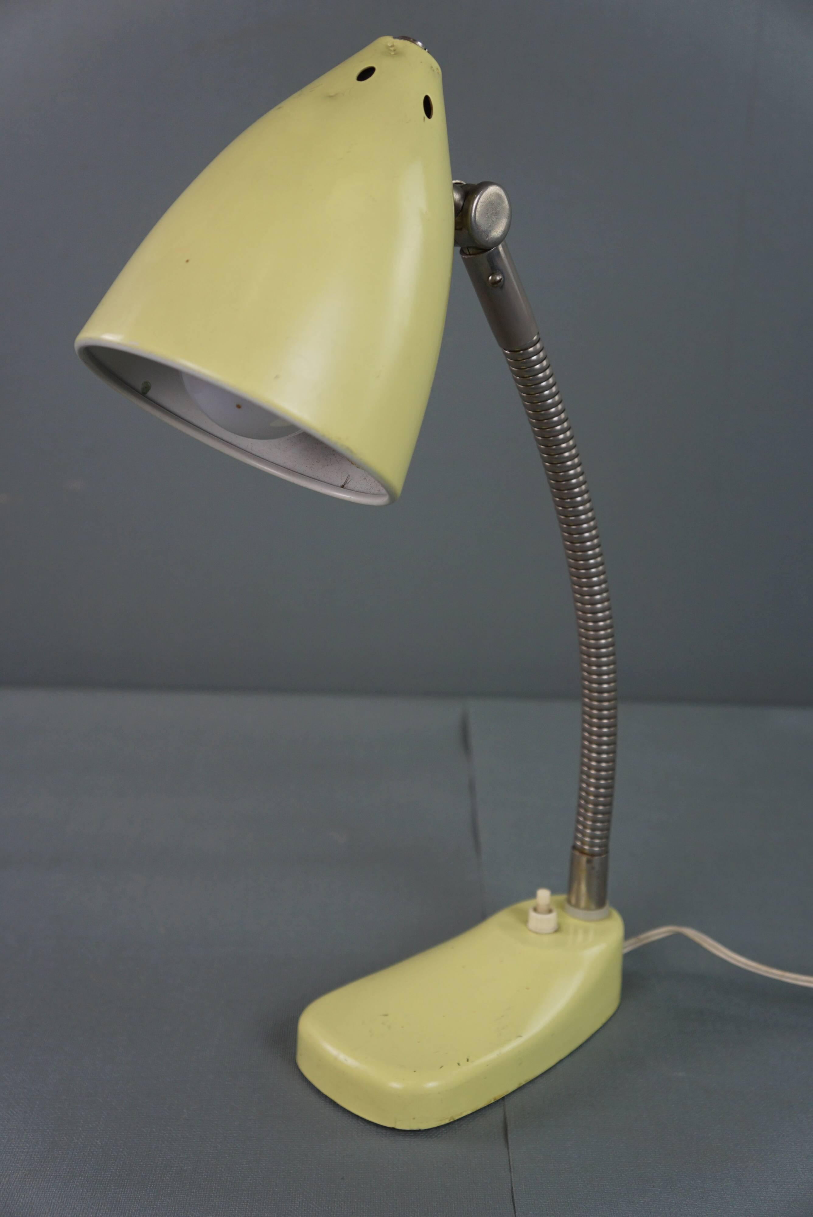 Yellow metal vintage 1960s design lamp/desk lamp