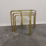 Brass and smoked glass nesting tables, 1970s