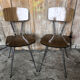 Pair of tublac chairs compass legs chrome metal formica wood vintage #a241