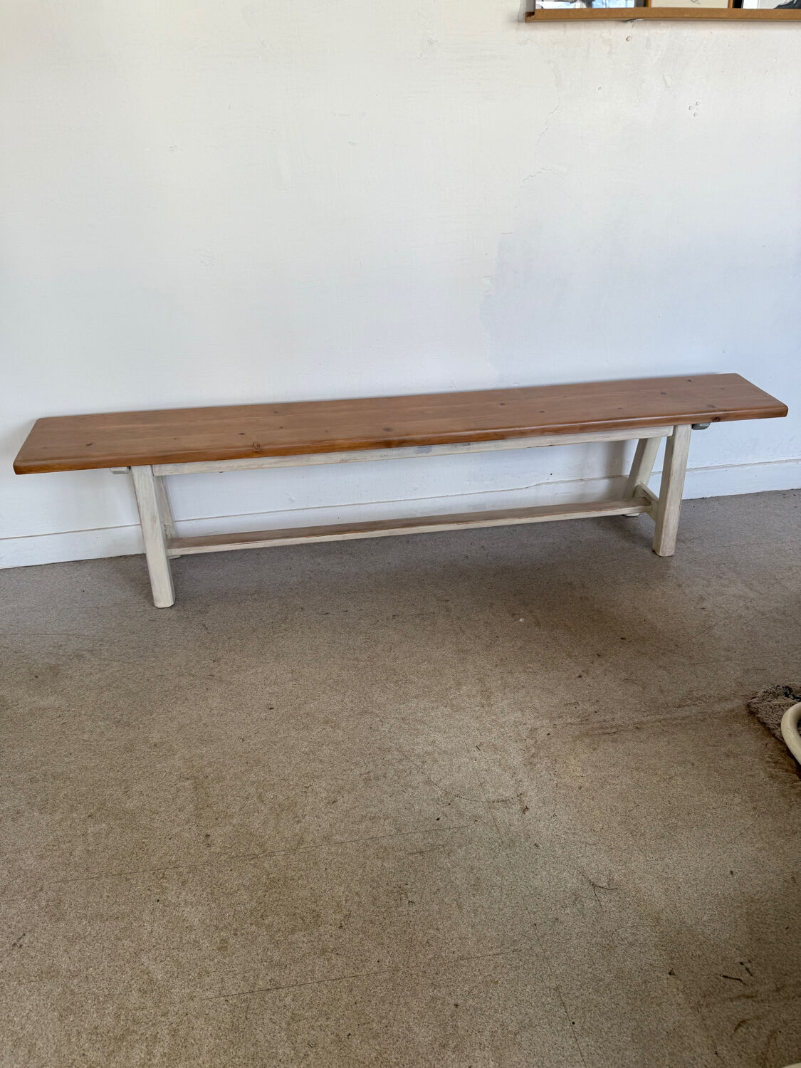 Vintage solid wood farmhouse bench