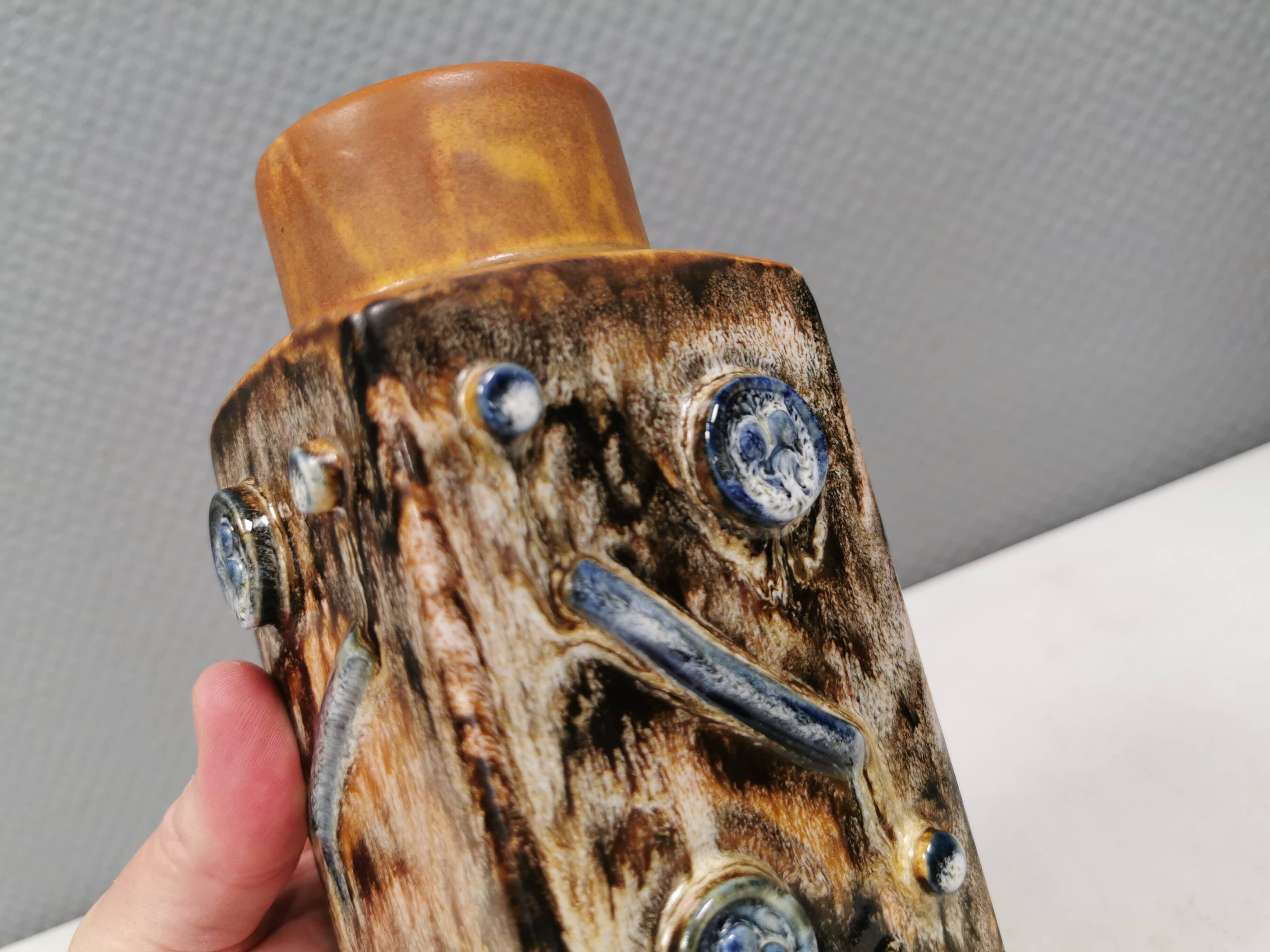 Beautiful square vase with incredible decorations, danish 1980s