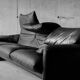 Maralunga black leather sofa 3 seater, Vico Magistretti for Cassina