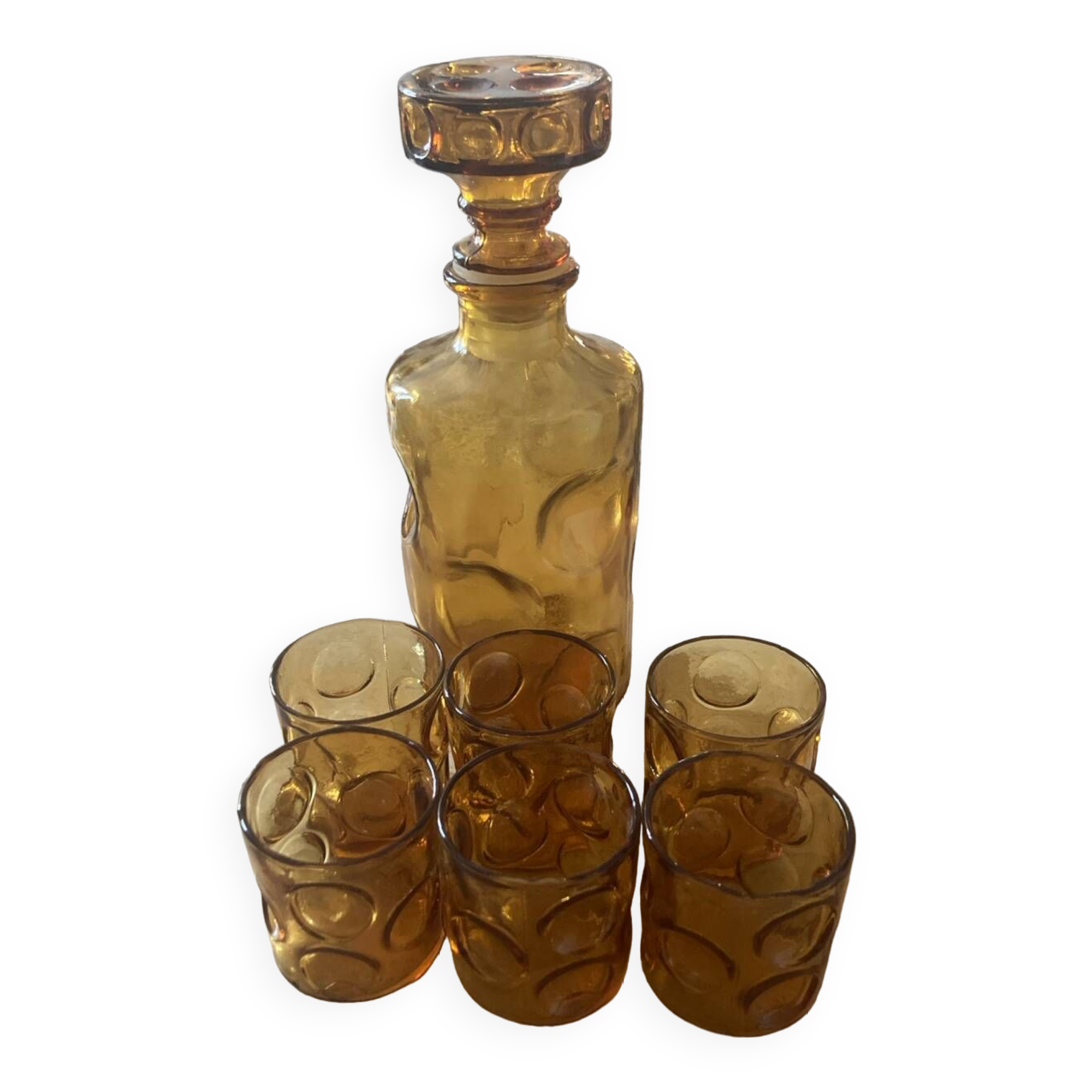 Carafe + verres ambrée