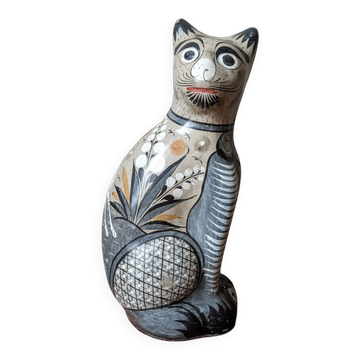 Céramique artisanale chat tonala Mexico décor peint à la main
