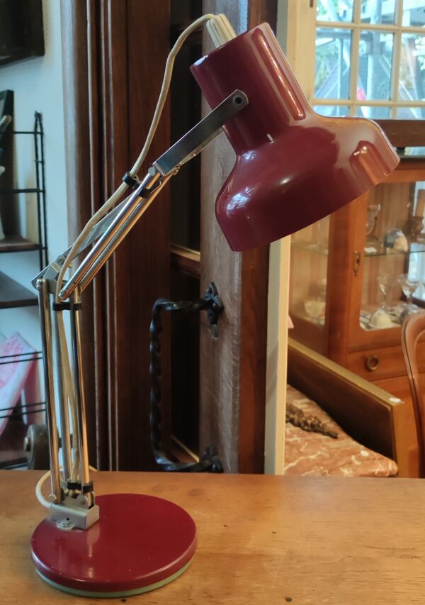 Lampe à poser articulée vintage métal rouge