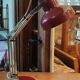 Vintage articulated table lamp red metal