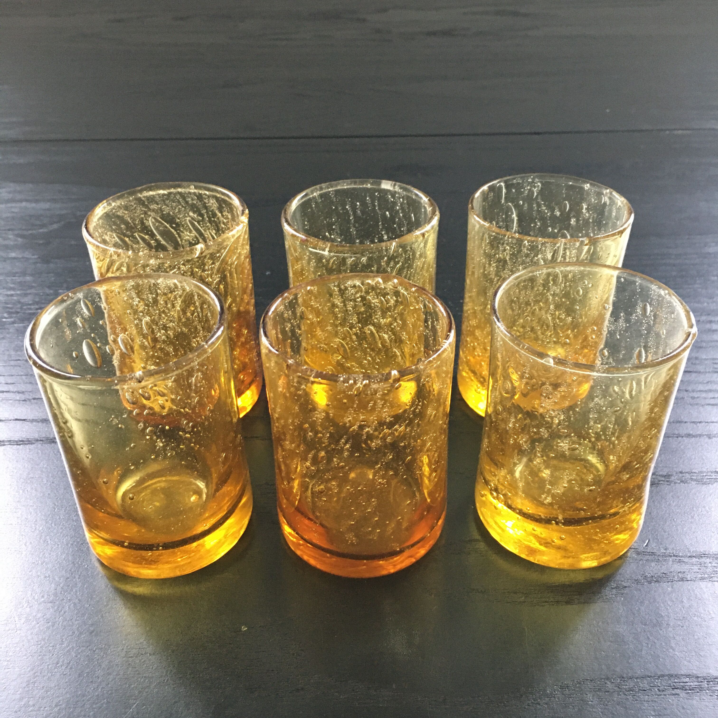 Lot 6 amber glasses biot style
