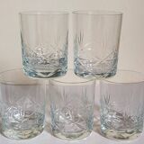 Five timpani glasses with vintage crystal stars