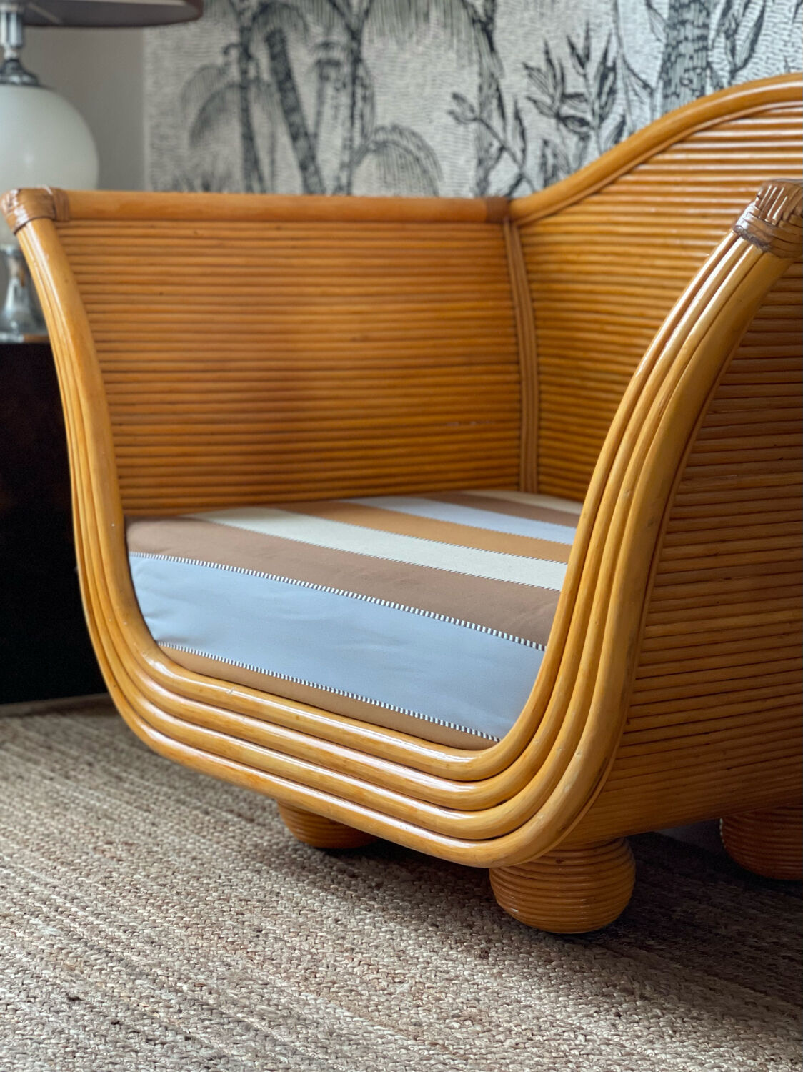 Maugrion armchair in rattan