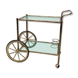 Desserte roulante en métal doré