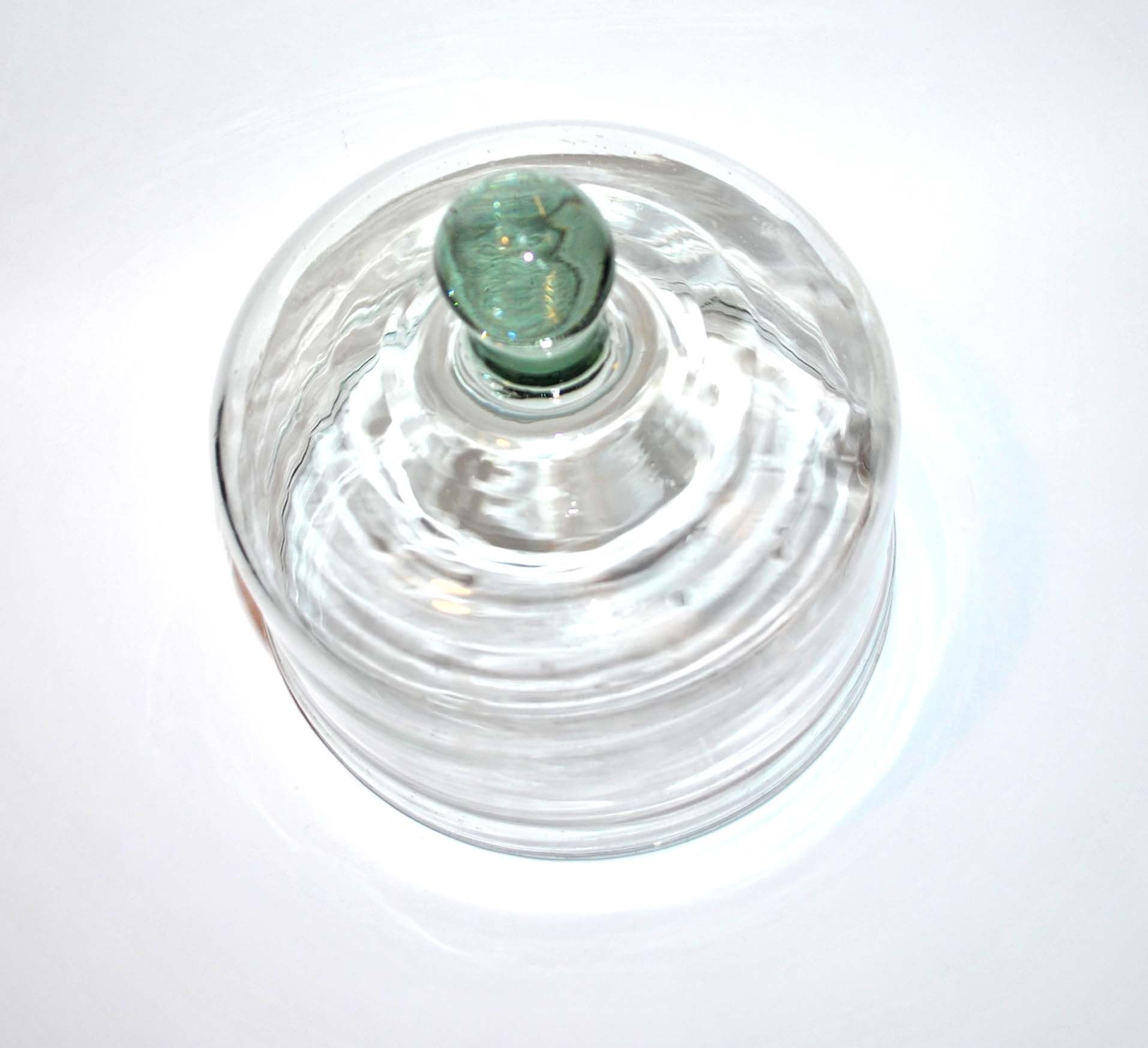 Old cheese bell in green blown glass - Vintage Globe display 19cm