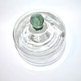 Cloche à fromage ancienne en verre soufflé vert - Présentoir Globe vintage 19cm
