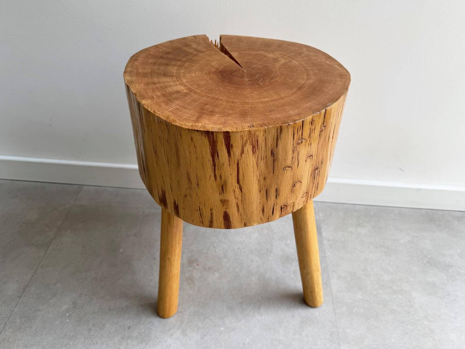 Unique Mid Century tree trunk side table