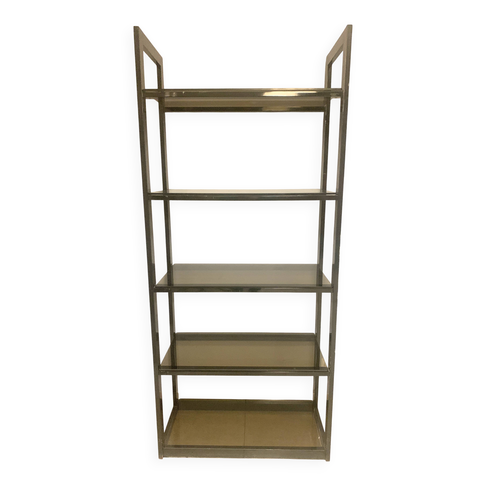 Chrome metal and opaque glass shelf 20th century