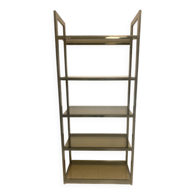 Etagère en métal chromé et verre opaque XX siècle