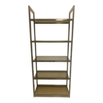 Chrome metal and opaque glass shelf 20th century