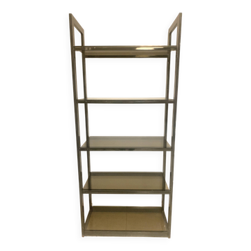 Chrome metal and opaque glass shelf 20th century