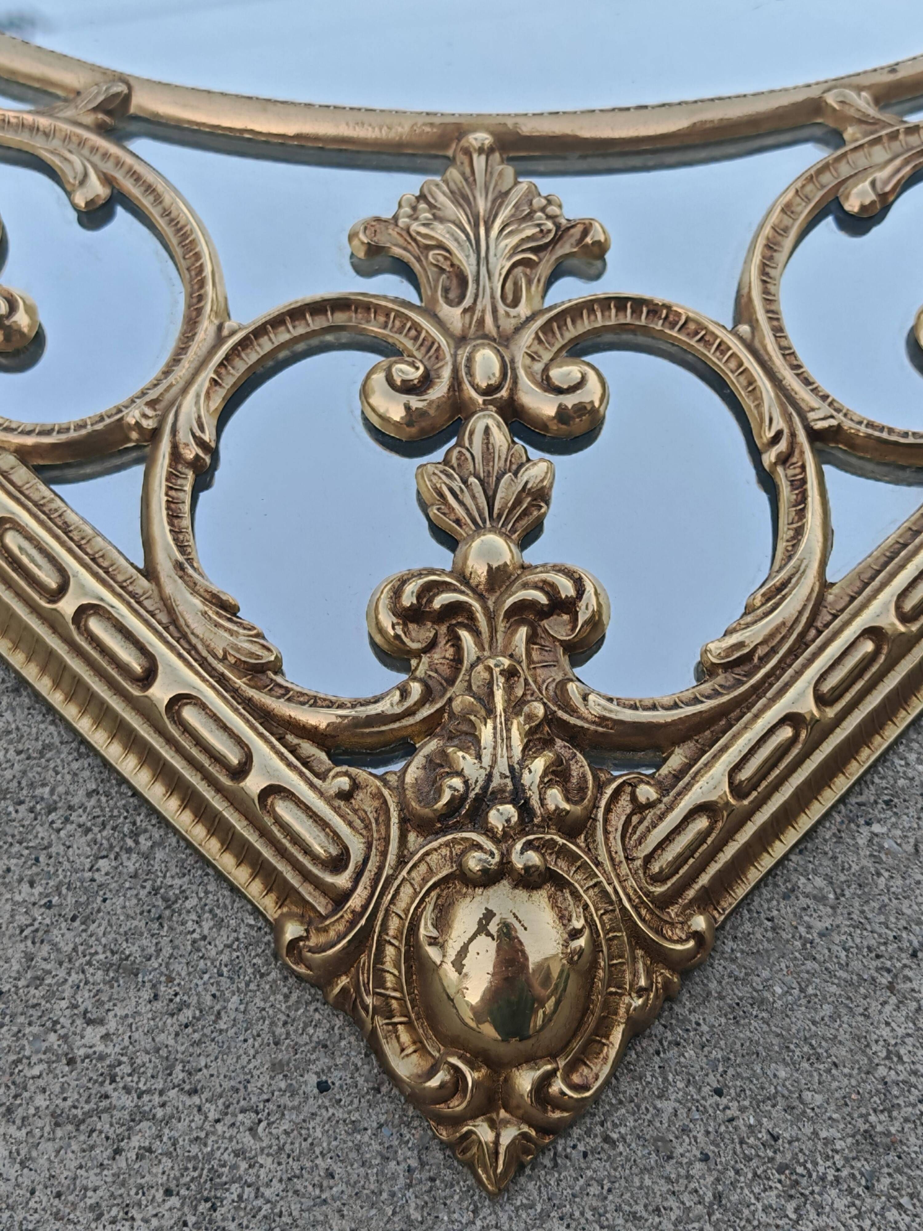 Hollywood Regency Wall Mirror in Brass, Neoclassical Style, 1950s