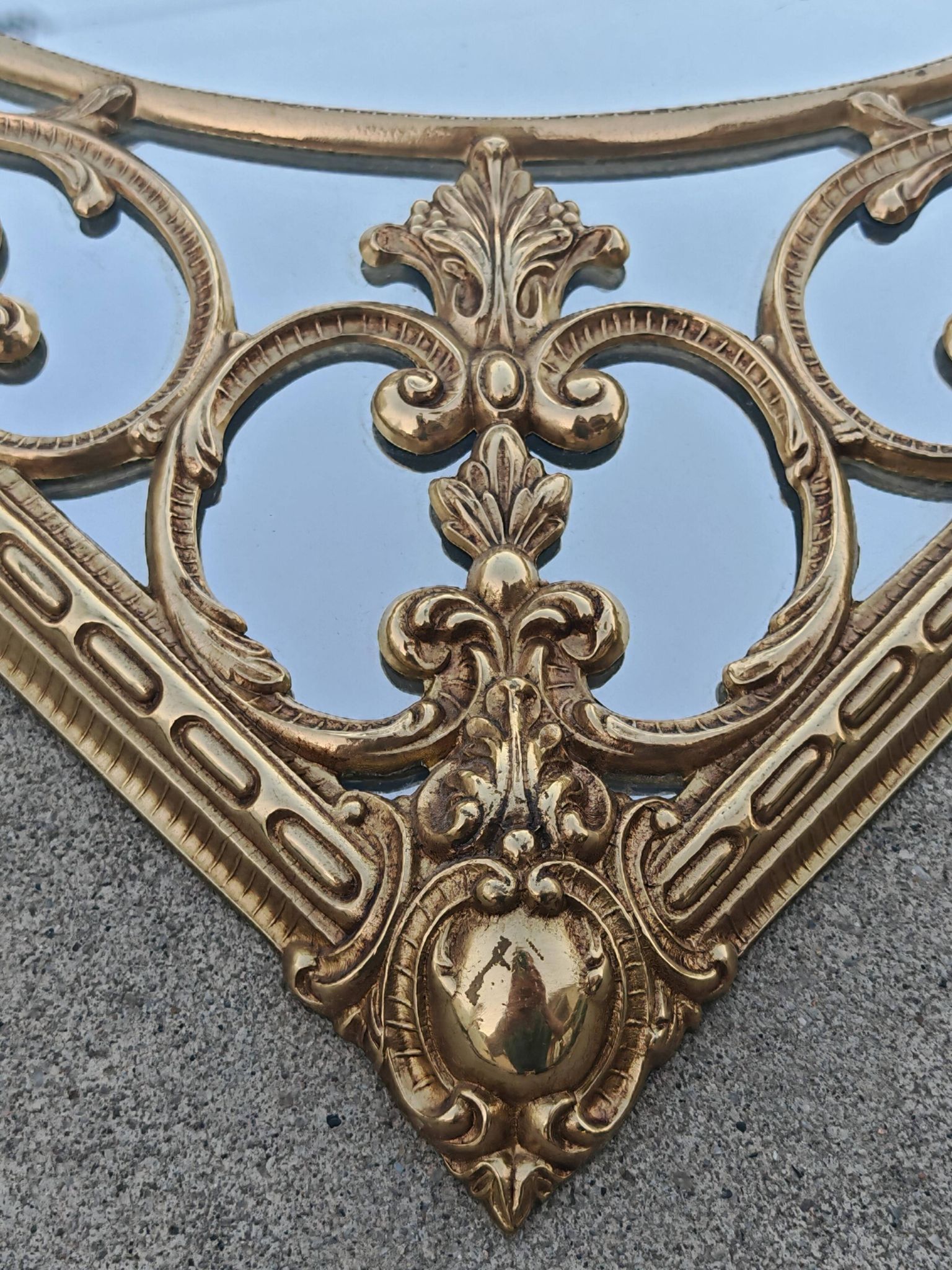 Hollywood Regency Wall Mirror in Brass, Neoclassical Style, 1950s