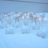 12 liqueur glasses with its golden rim from the 1950s-1960s