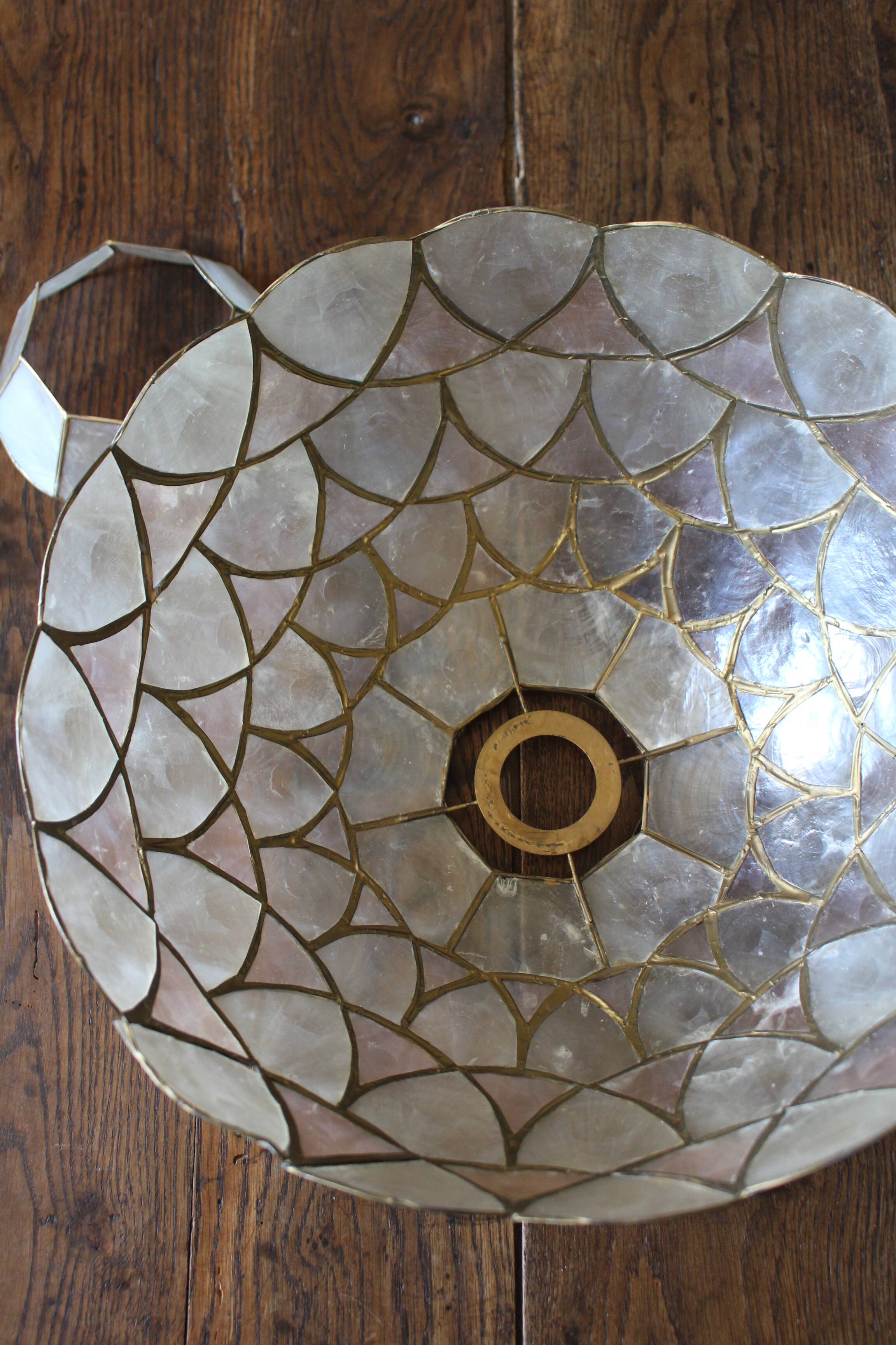 Vintage Brass Mother-of-Pearl Corolla Suspension